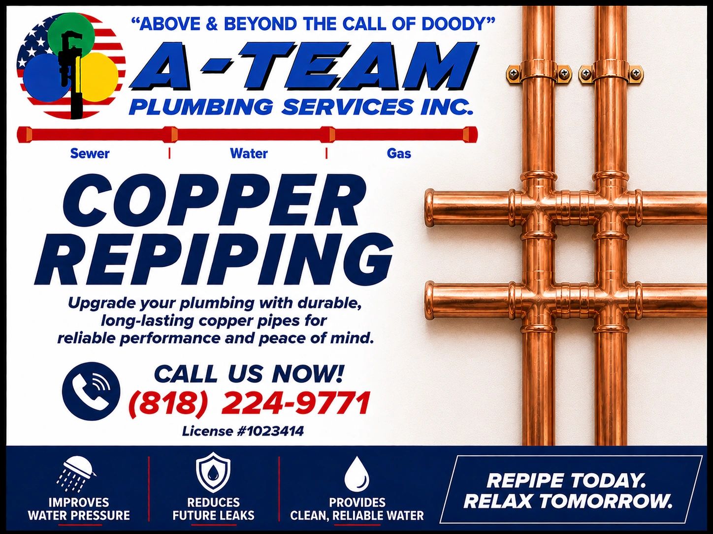 Copper Repiping — A-Team Plumbing Services
